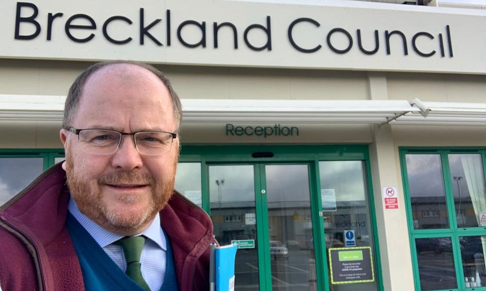 George Freeman MP outside Breckland Council offices