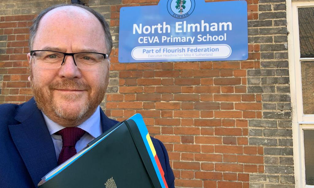 George Freeman MP outside North Elmham CEVA Primary School