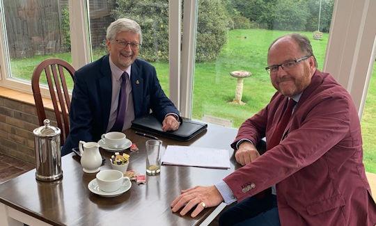 George Freeman MP meets with David Dent, Chair of the Wayland Chamber of Commerce