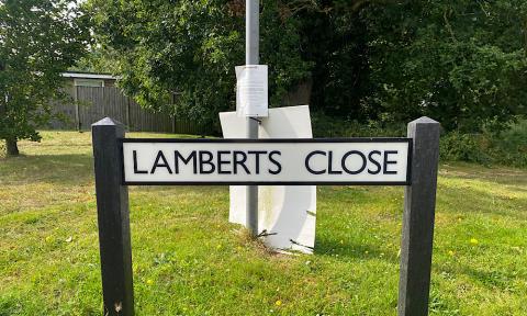 Lamberts Close sign