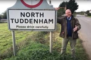 George Freeman MP by sign for North Tuddenham