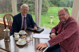 George Freeman MP meets with David Dent, Chair of the Wayland Chamber of Commerce
